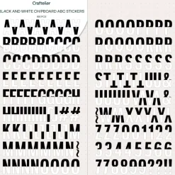 Abecedario Adhesivo Chipboard Blanco y Negro Craftelier
