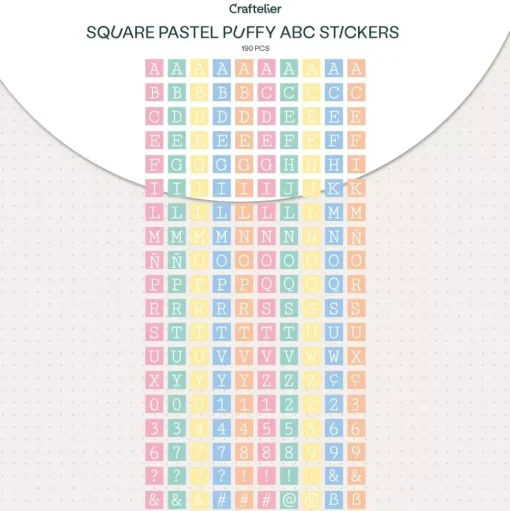 Abecedario Adhesivo Puffy Pastel Cuadrado Craftelier