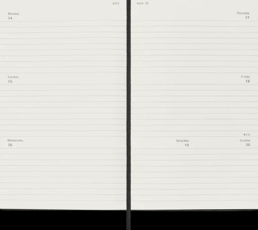 Agenda Classic 2025 semanal horizontal negro tapa dura Moleskine 13x21cm