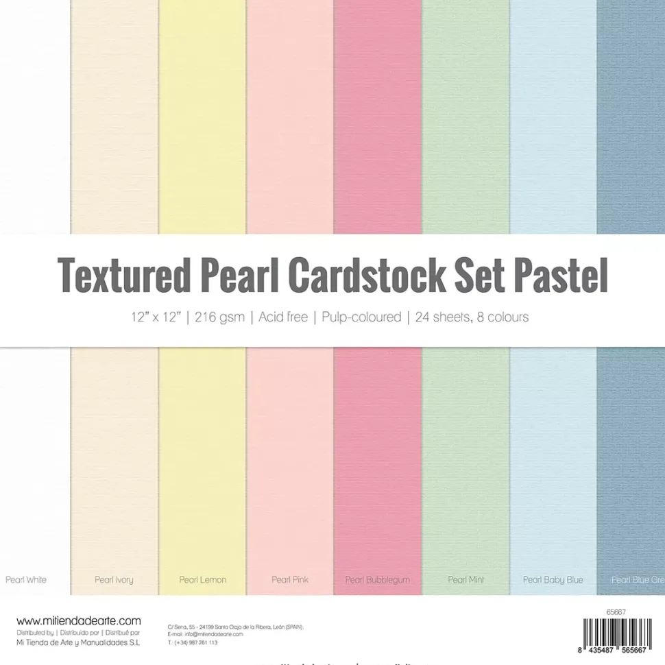 Cardstock Set Textura Perlada Pastel Craftelier 30x30cm