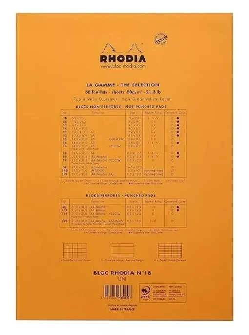 Cuaderno liso Naranja Rhodia A4