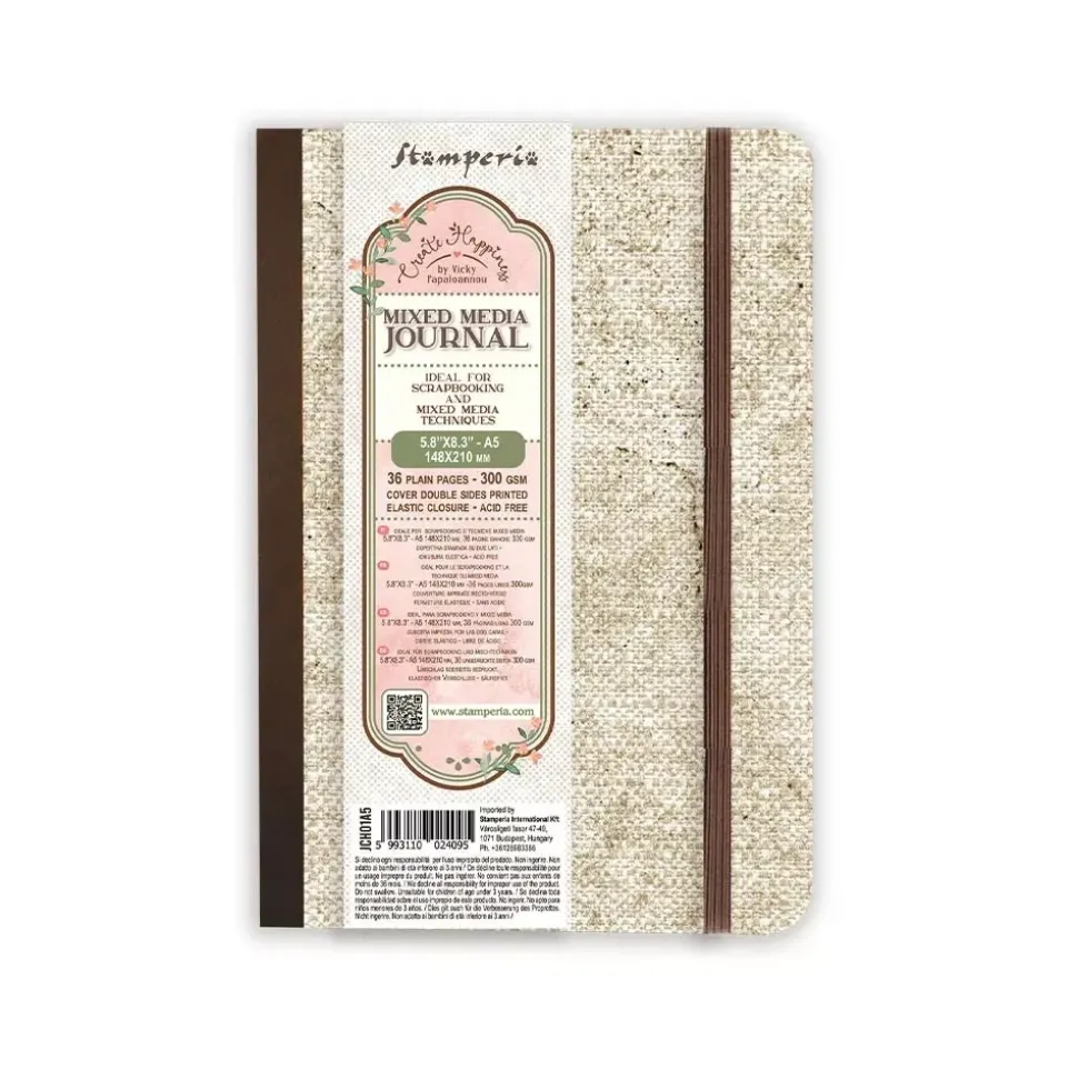 Cuaderno Mixed Media Journal Create Happiness Stamperia A5