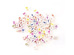 Cuentas Blancas con Abecedario de Colores MultiCraft 6mm