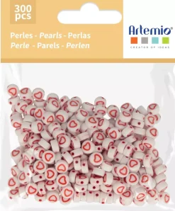 Cuentas de Plástico con Corazones Rojos Artemio 7mm