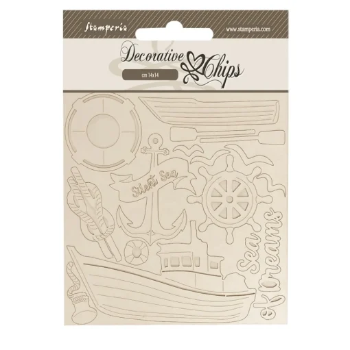 Die-cuts de chipboard Barco Silent Sea Stamperia