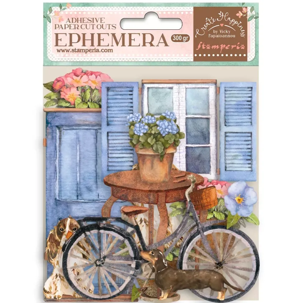 Die-Cuts Ephemera Bicicleta y Flores Welcome Home Create Happiness Stamperia