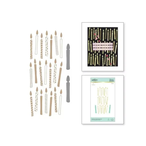 Glimmer Hot Foil Plates + troqueles Birthday candle background Spellbinders