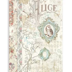 Kit 6 Láminas Acetato Impresas Alice Through the Looking Glass Stamperia A4
