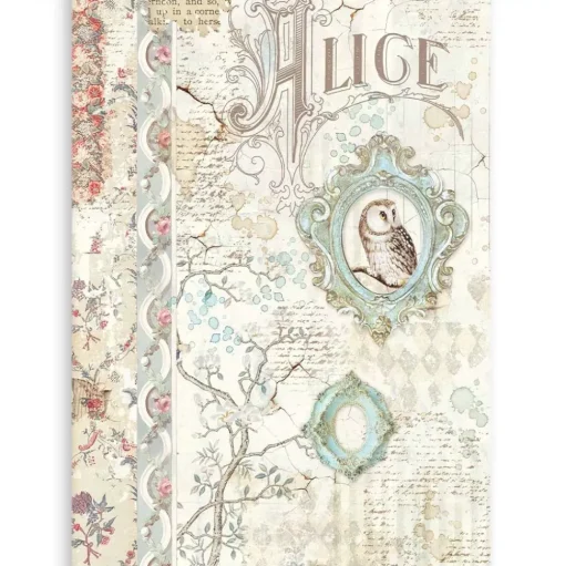 Kit 6 Láminas Acetato Impresas Alice Through the Looking Glass Stamperia A4