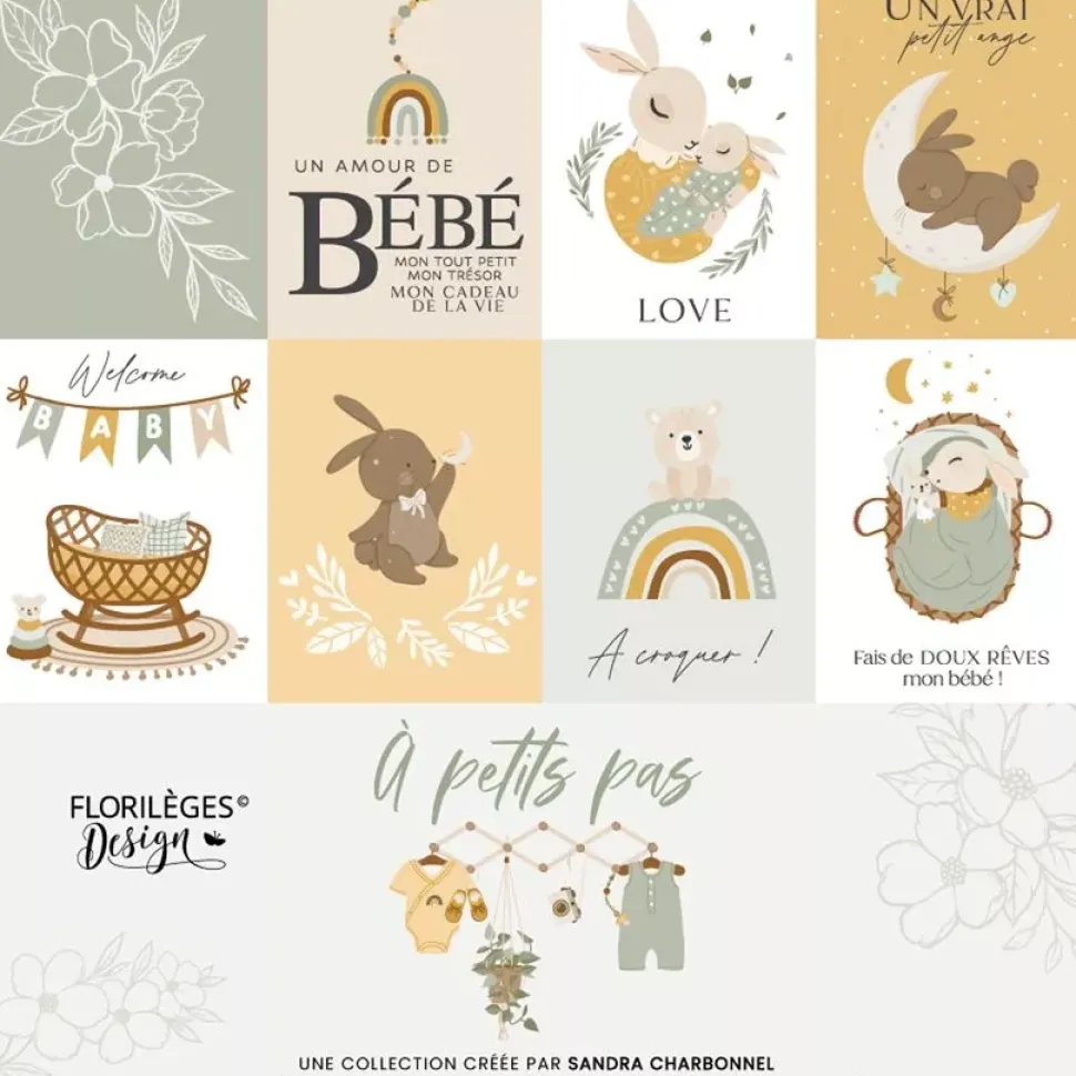 Kit de scrapbooking À Petits Pas Boy Florilèges Design 30x30cm