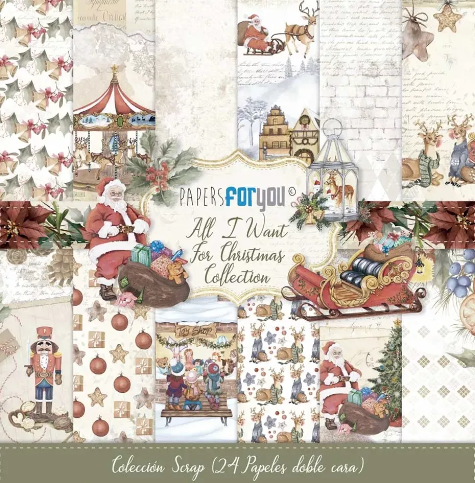 Kit de Scrapbooking All I Want For Christmas PapersForYou 20x20cm