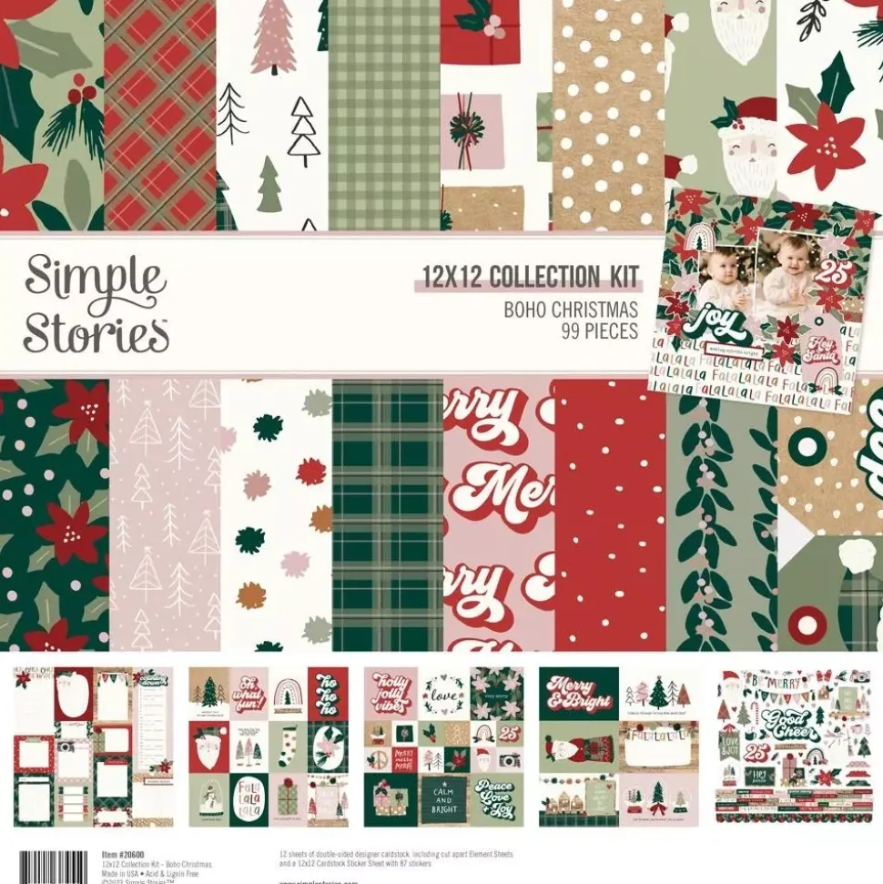Kit de scrapbooking Boho Christmas Simple Stories 30x30cm