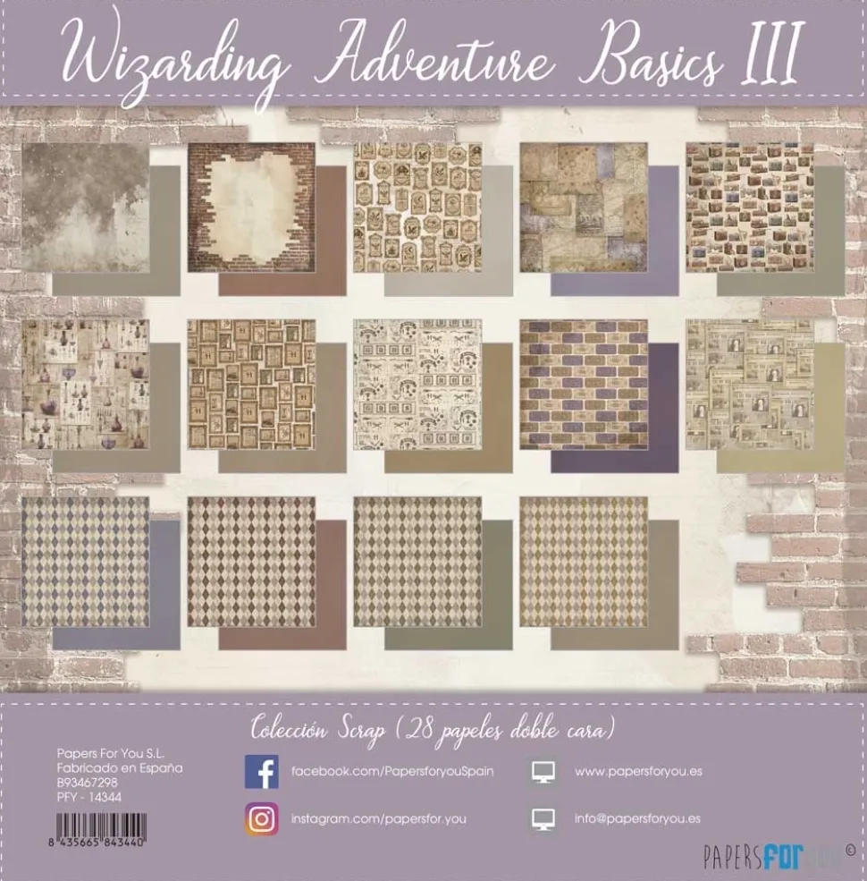 Kit de scrapbooking Básicos Wizarding Adventure III PapersForYou 20x20cm