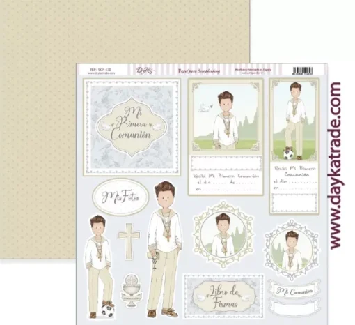 Kit de Scrapbooking Mi Primera Comunión Niño Dayka 2021 20x20cm