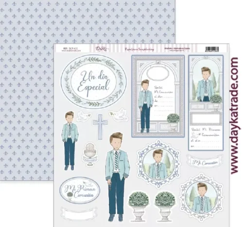 Kit de Scrapbooking Mi Primera Comunión Niño Dayka 2021 20x20cm