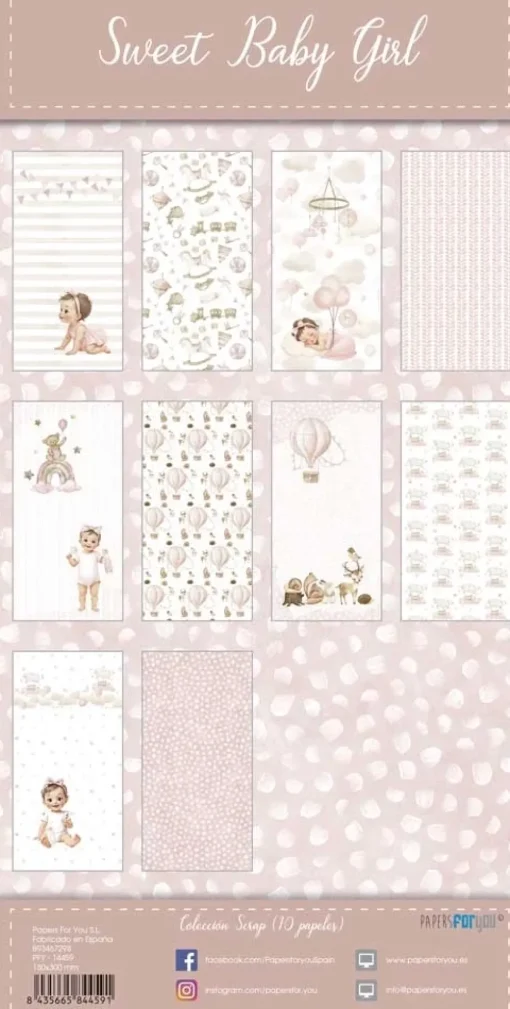 Kit de Scrapbooking Sweet Baby Girl PapersForYou 15x30cm