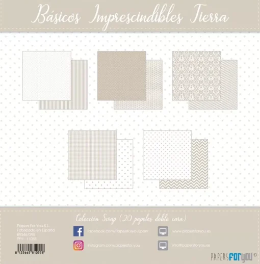 Kit de Scrapbooking Tierra Básicos PapersForYou 20x20cm