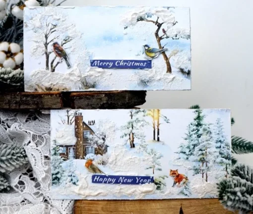 Kit Tarjetas Navideñas con soporte Winter Forest Fabrika Decoru 20x10cm
