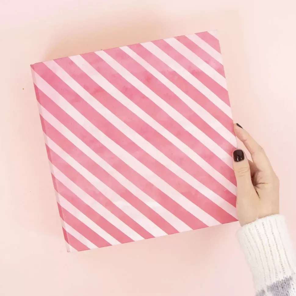 Álbum 6”x8" Rayas Rosas Navidad Lomo 5cm All You Need is Christmas Craftelier