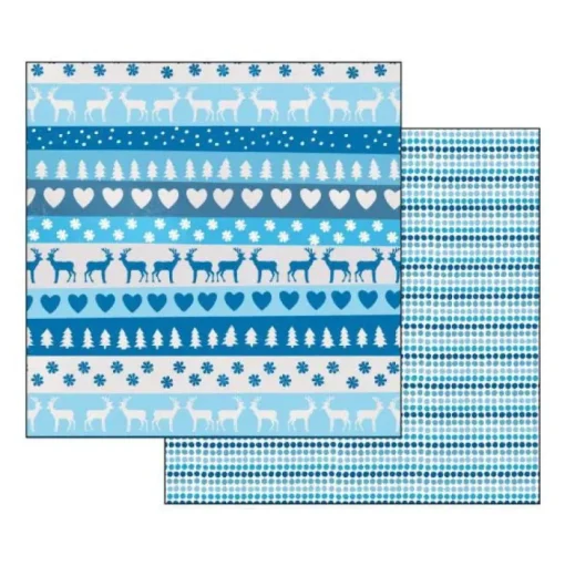 Papel Renos y corazones azul Stamperia 30x30cm