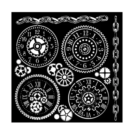 Plantilla de Stencil Reloj Voyages Fantastiques Stamperia