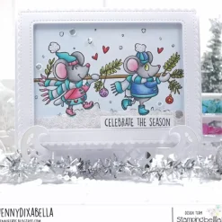 Sello Christmas Mice Carrying the Tree Stamping Bella