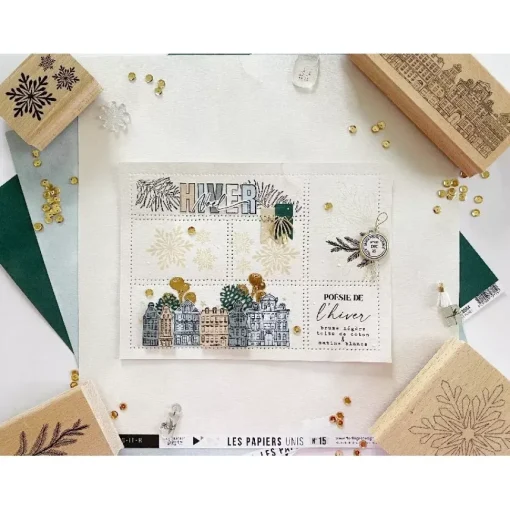 Sello de Madera Copos de Nieve Enchantement Florilèges Design