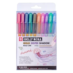 Set 10 Bolígrafos de gel Gelly Roll Gold Silver Shadow