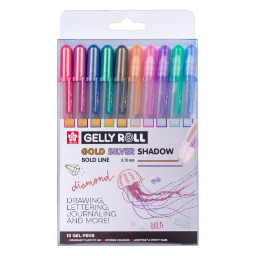 Set 10 Bolígrafos de gel Gelly Roll Gold Silver Shadow