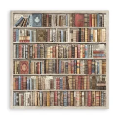 Set 4 hojas de tela Vintage Library Stamperia 30x30cm