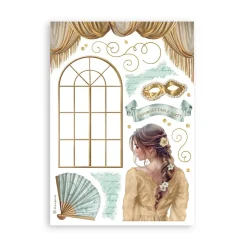 Set 8 hojas de washi tape Masquerade Stamperia A5