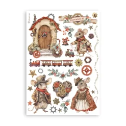 Set 8 hojas de Washi tape Romantic Gear Up For Christmas Stamperia