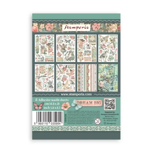 Set 8 hojas de Washi tape Wonderland Stamperia A5
