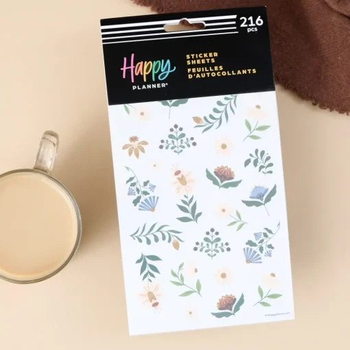 Set 10 hojas Stickers Forest Flowers Happy Planner