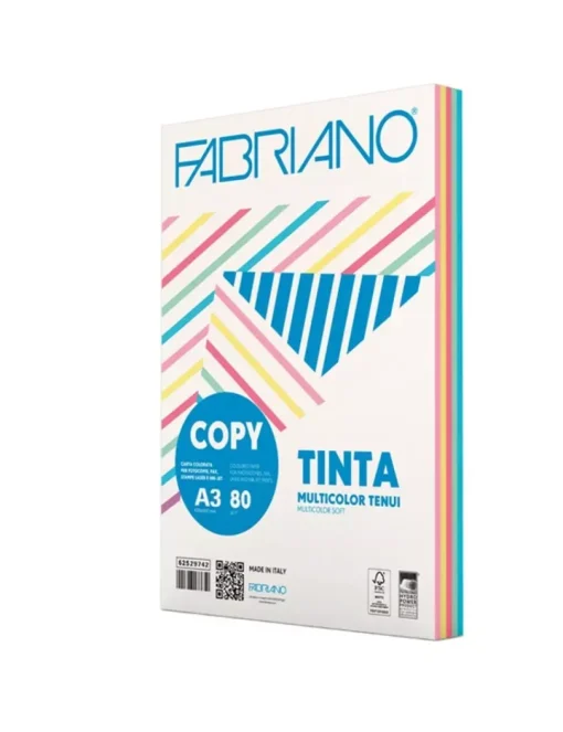 Set 250 Papeles Surtido Colores Pastel Copy Tinta Fabriano A3 80g/m²