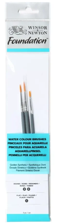 Set 3 Pinceles Acuarela Dorado Sintético Foundation Winsor and Newton