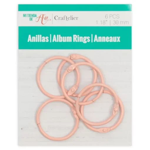Set de 6 anillas 30mm Rosa bebé Craftelier