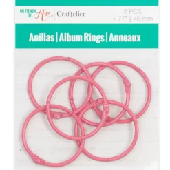 Set de 6 anillas 45mm Rosa fucsia Craftelier