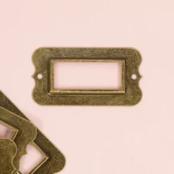 Set de 4 Portaetiquetas Metálicos Bronce Vintage Craftelier 6x3cm