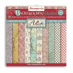 Set de Scrapbooking Fondos Alice Through the Looking Glass Stamperia 20x20cm