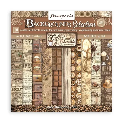 Set de scrapbooking Fondos Coffee & Chocolate Stamperia 20x20cm