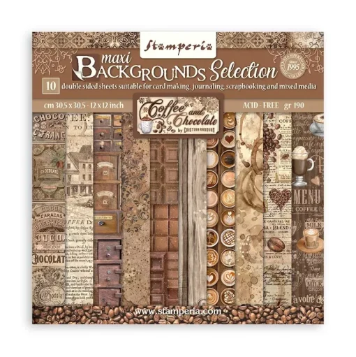 Set de scrapbooking Fondos Coffee & Chocolate Stamperia 30x30cm