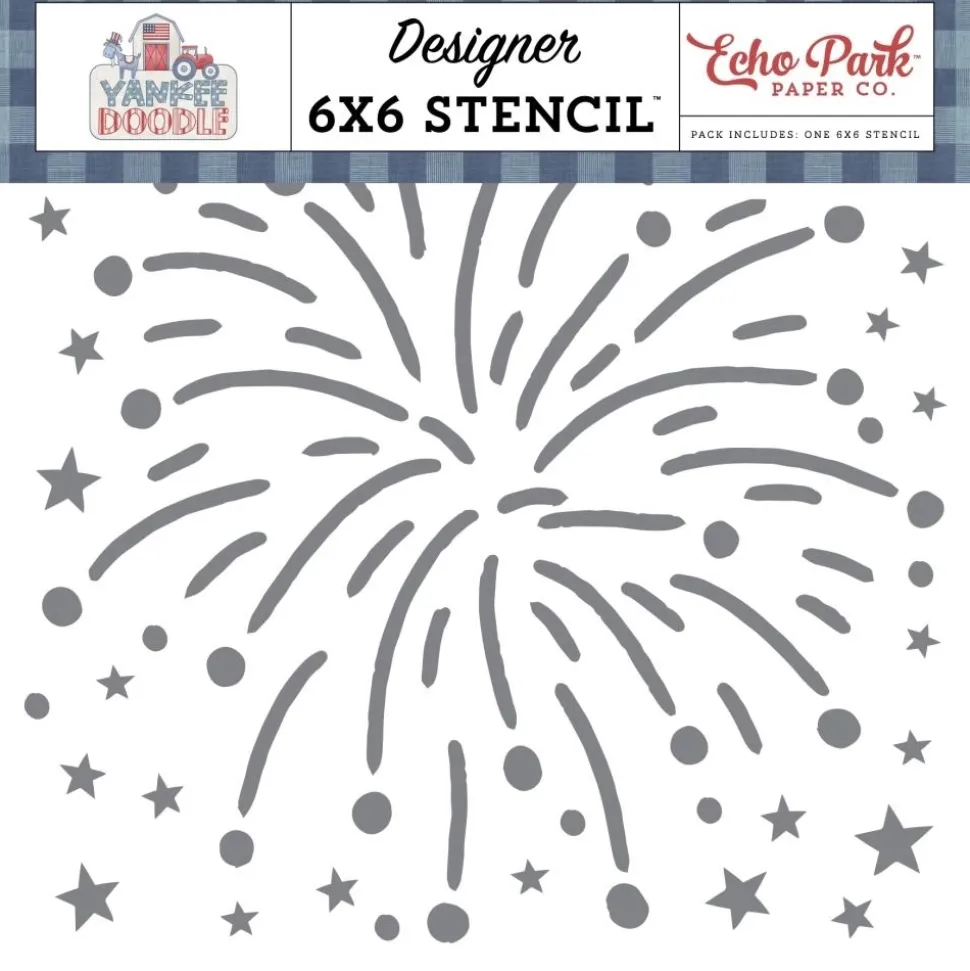 Stencil My Favorite Firework Yankee Doodle Echo Park 15x15cm