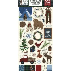SUPER OFERTA **40%** Die-cuts de chipboard Warm and Cozy Echo Park