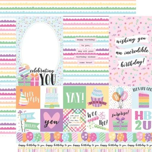 SUPER OFERTA **40%** Kit de scrapbooking Make A Birthday Wish Girl Echo Park 30x30cm