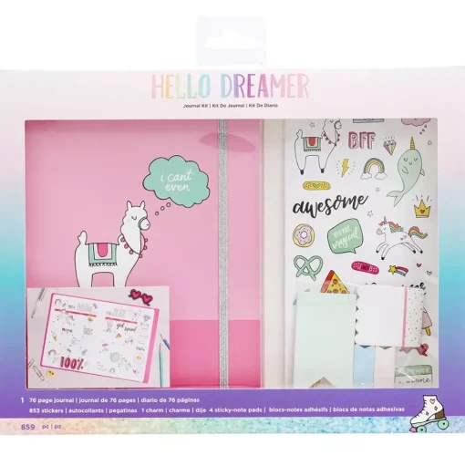 SUPER OFERTA **40%** Kit Diario Journal Hello Dreamer Llama AC