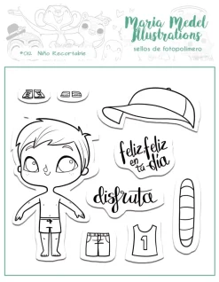 SUPER OFERTA **40%** Sellos transparentes Niño recortable MMedel Illustrations