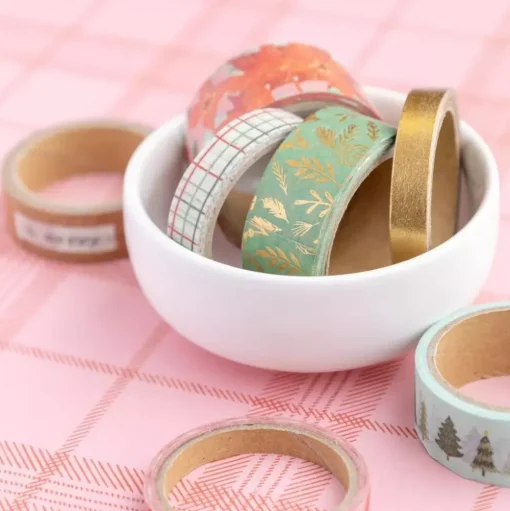 SUPER OFERTA **40%** Set 7 Washi Tapes Mittens & Mistletoe Crate Paper