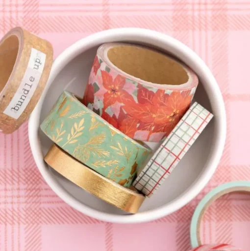 SUPER OFERTA **40%** Set 7 Washi Tapes Mittens & Mistletoe Crate Paper