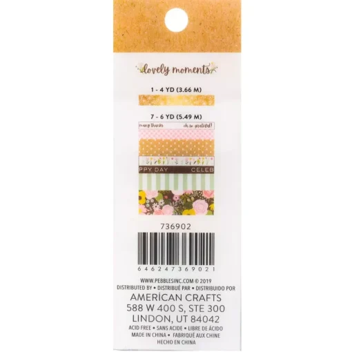 SUPER OFERTA **50%** Set de 8 washi tapes Lovely Moments Pebbles